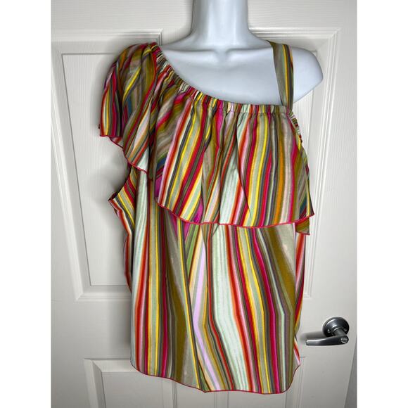Rachel Roy Women's Off-Shoulder Ruffle Blouse Multicolor Stripe NEW ~ Size 3X - Picture 1 of 6